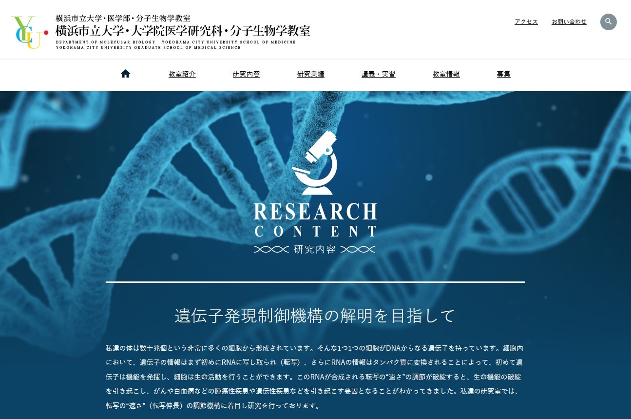「横浜市立大学 大学院医学研究科・分子生物学教室」様サイトのページ画像1